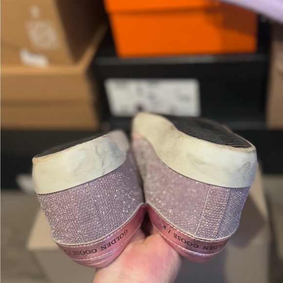 GOLDEN GOOSE ANTIQUE PINK FINE GLITTER SNEAKER 38/8 PREOWNED - Picture 6 of 9